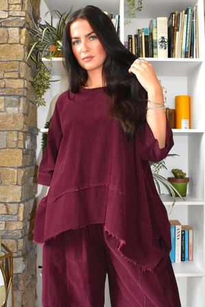 Lock Needlecord Panel Dip Side Top Aubergine